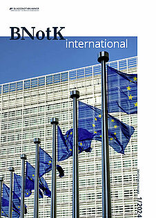 Titelbild Magazin der Bundesnotarkammer "BNotK international" 1/2024